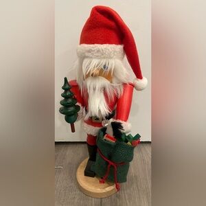 Christian Ulbricht Santa Nutcracker with Tree and Toy Bag Wood Christmas Decor